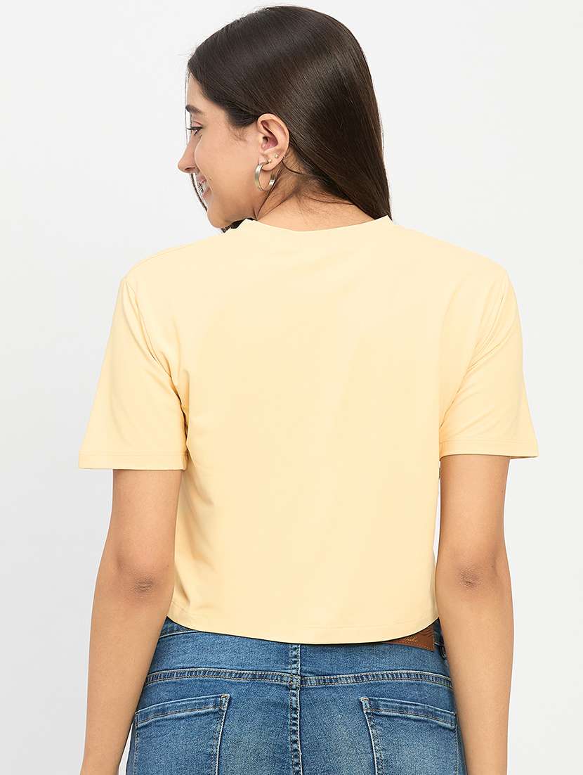 women round neck crop t-shirt - 21222615 -  Standard Image - 3