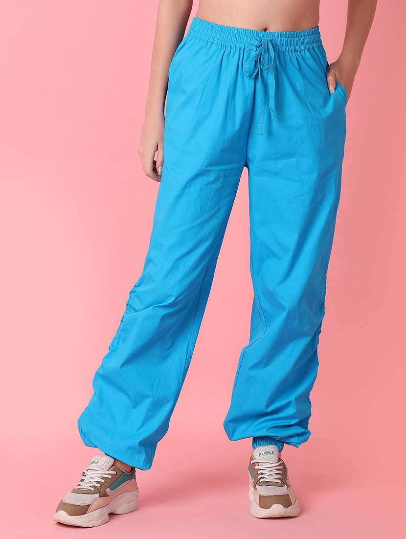 women solid high rise relaxed fit jogger