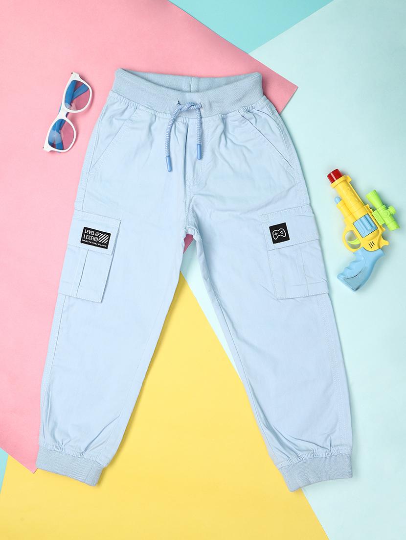 kids light blue cotton cargos trouser - 21222856 -  Zoom Image - 0