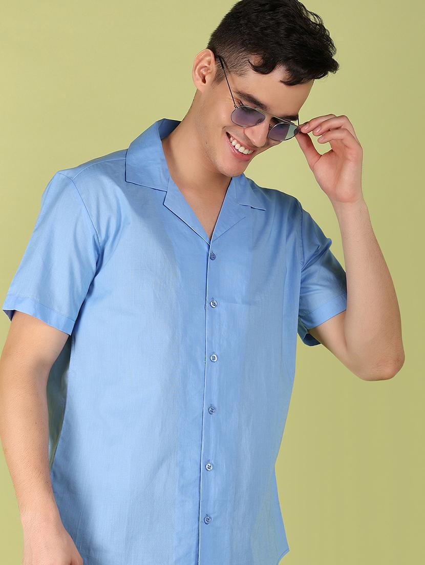 light blue solid casual shirt - 21222859 - Standard Image - 3