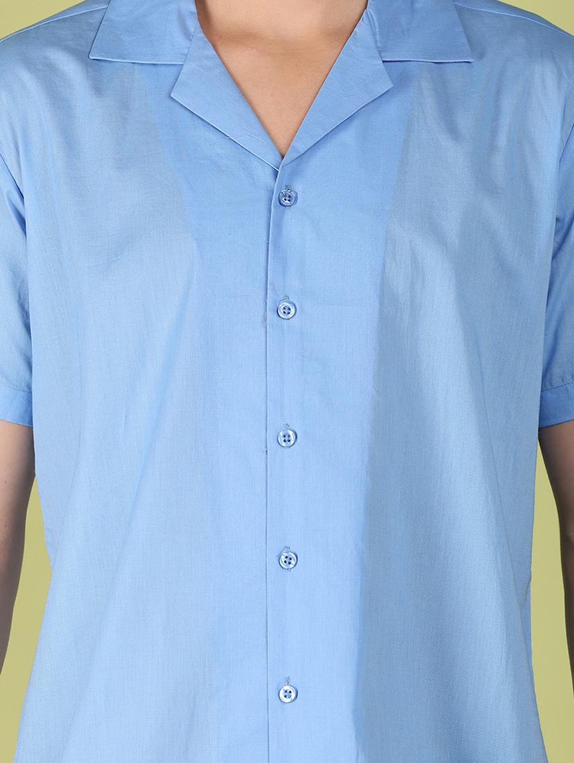 light blue solid casual shirt - 21222859 - Standard Image - 5