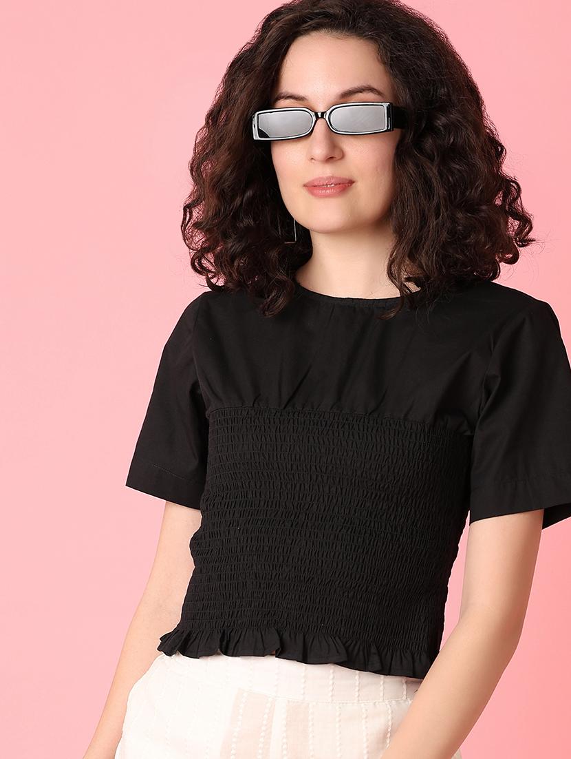 black solid regular top - 21222964 - Standard Image - 3