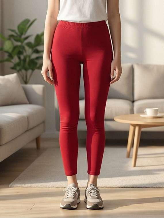 women solid mid rise ankle length leggings