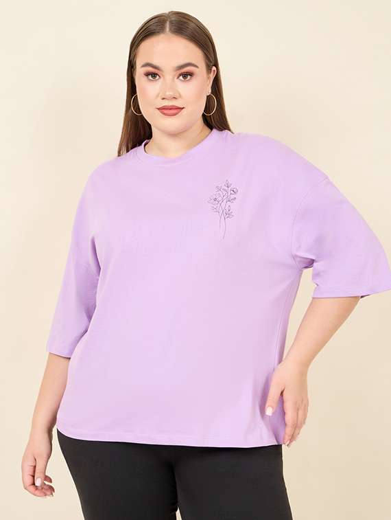 purple cotton back print tshirt