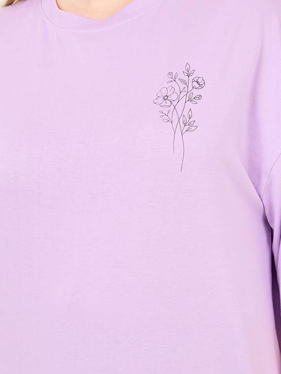 purple cotton back print tshirt - 21223550 -  Standard Image - 3