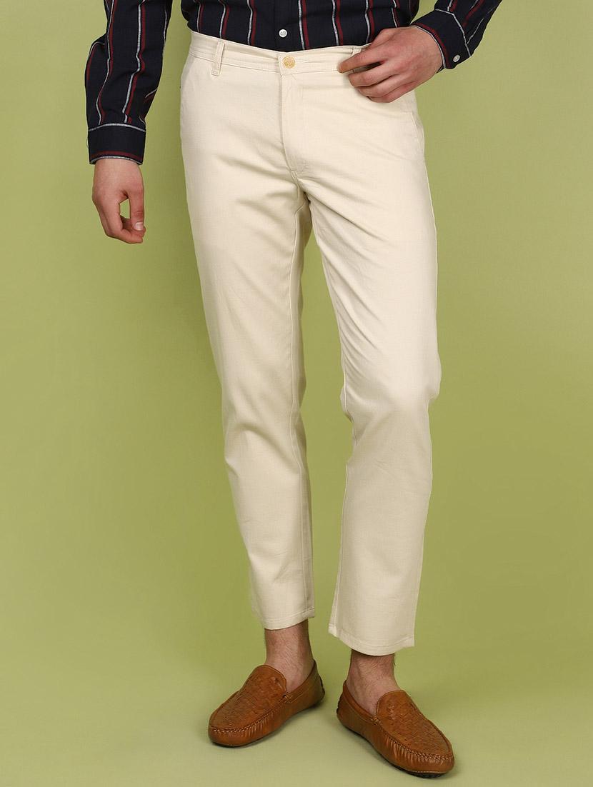 cream cotton casual chinos trouser - 21223553 -  Zoom Image - 0