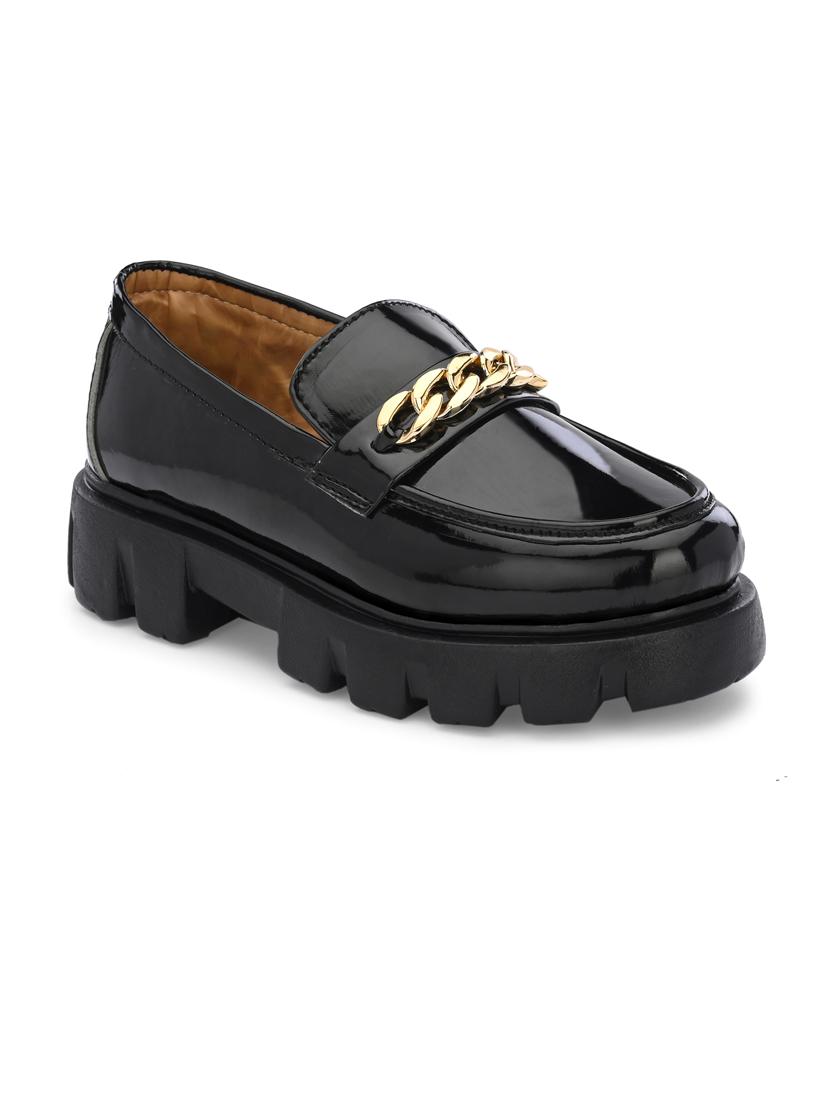 black synthetic slip on loafers - 21223641 - Zoom Image - 0