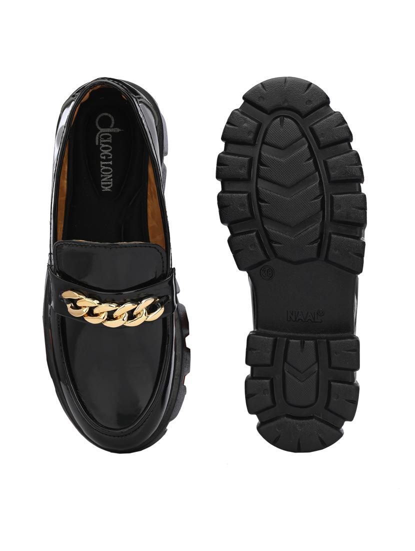 black synthetic slip on loafers - 21223641 - Standard Image - 3