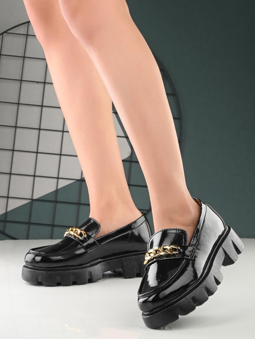 black synthetic slip on loafers - 21223641 - Standard Image - 5