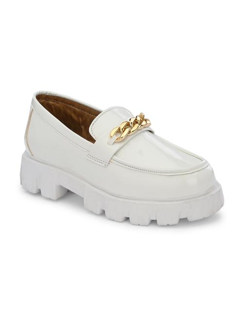 white synthetic slip on loafers - 21223642 - Standard Image - 0
