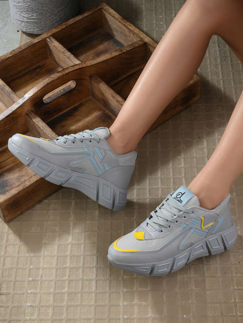 grey synthetic laceup casual shoes - 21223649 - Standard Image - 5