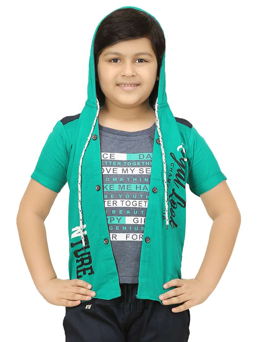 boys short sleeve printed casual jacket