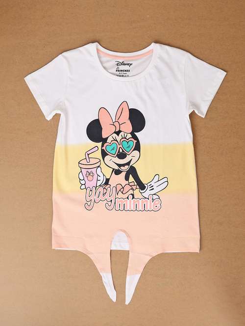 girls front printed round neck tee - 21224453 -  Standard Image - 0