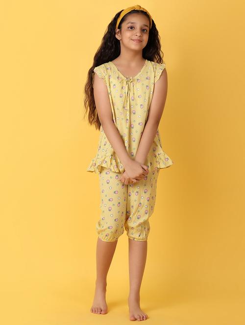 girls yellow cotton capri set  - 21224479 -  Standard Image - 0
