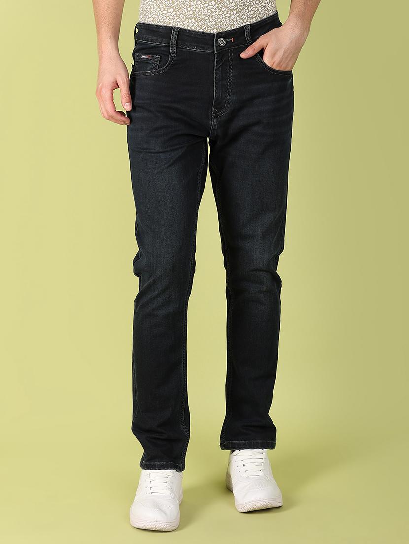 men mid rise plain denim jeans