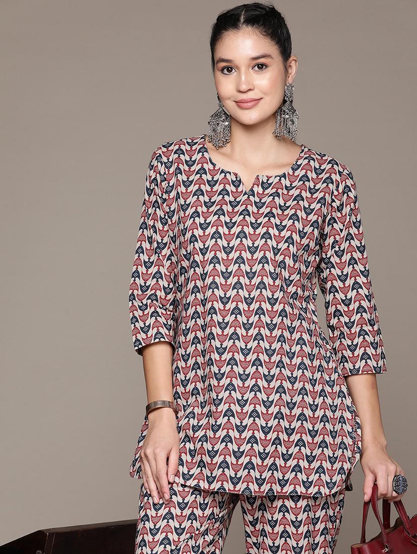 women three quarter sleeve printed co-ord set - 21224780 - Standard Image - 3