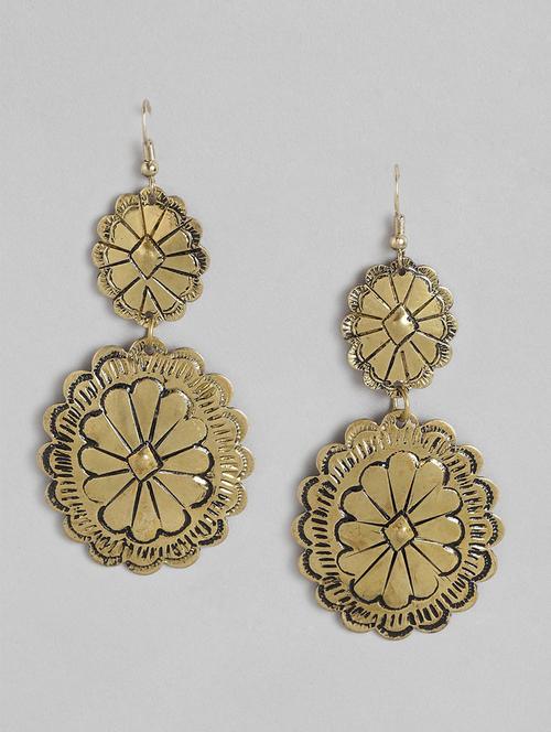 gold metal drop earrings - 21225020 - Standard Image - 0