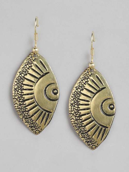 gold metal drop earring - 21225033 - Standard Image - 0