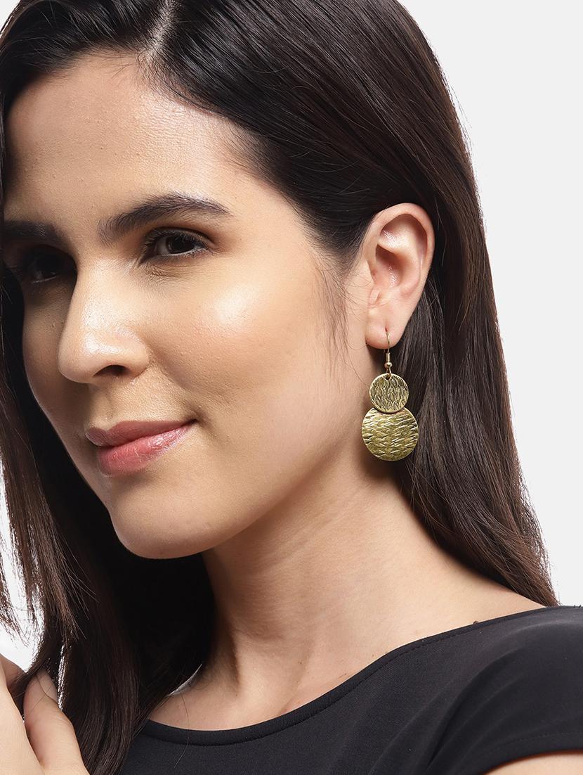 gold metal drop earring - 21225034 - Standard Image - 3