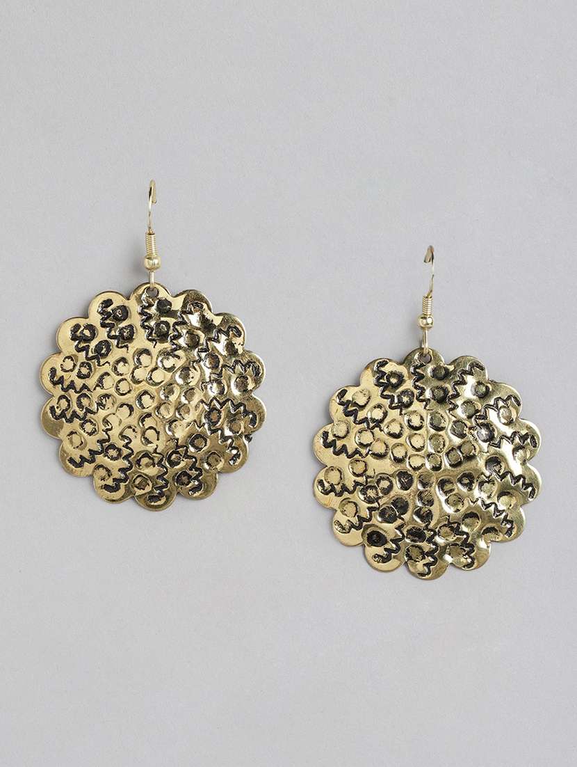 gold metal drop earrings - 21225038 -  Zoom Image - 0