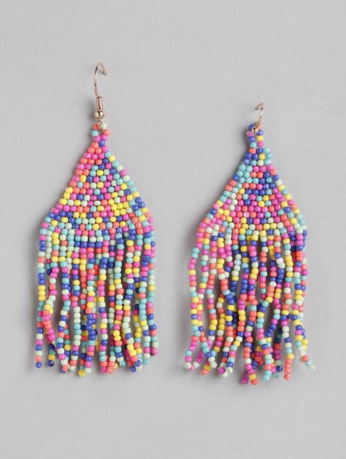 multi colored metal drop earring - 21225045 - Standard Image - 0