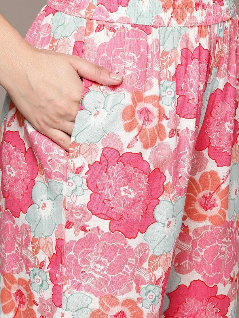 pink cotton kurta palazzo set - 21225077 - Standard Image - 5