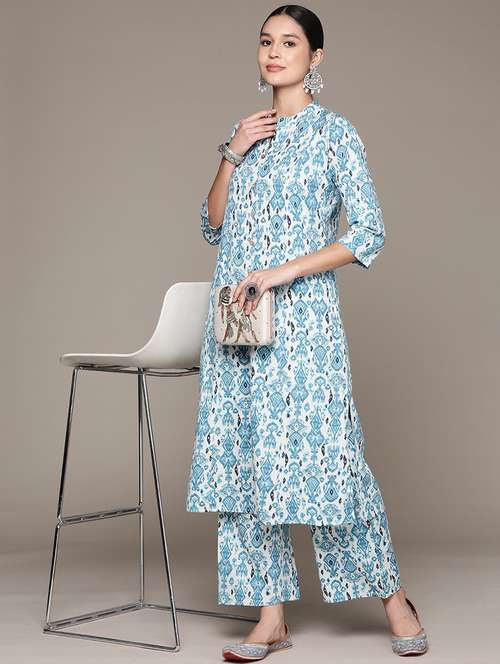 blue cotton kurta palazzo  set - 21225078 -  Standard Image - 0