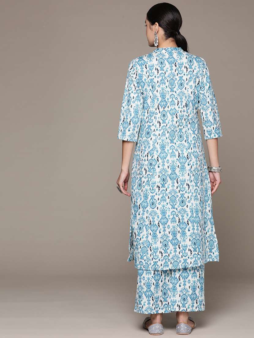 blue cotton kurta palazzo  set - 21225078 -  Standard Image - 3