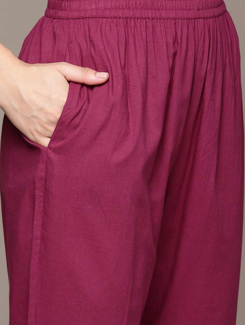women purple round neck kurta pant set - 21225103 -  Standard Image - 5