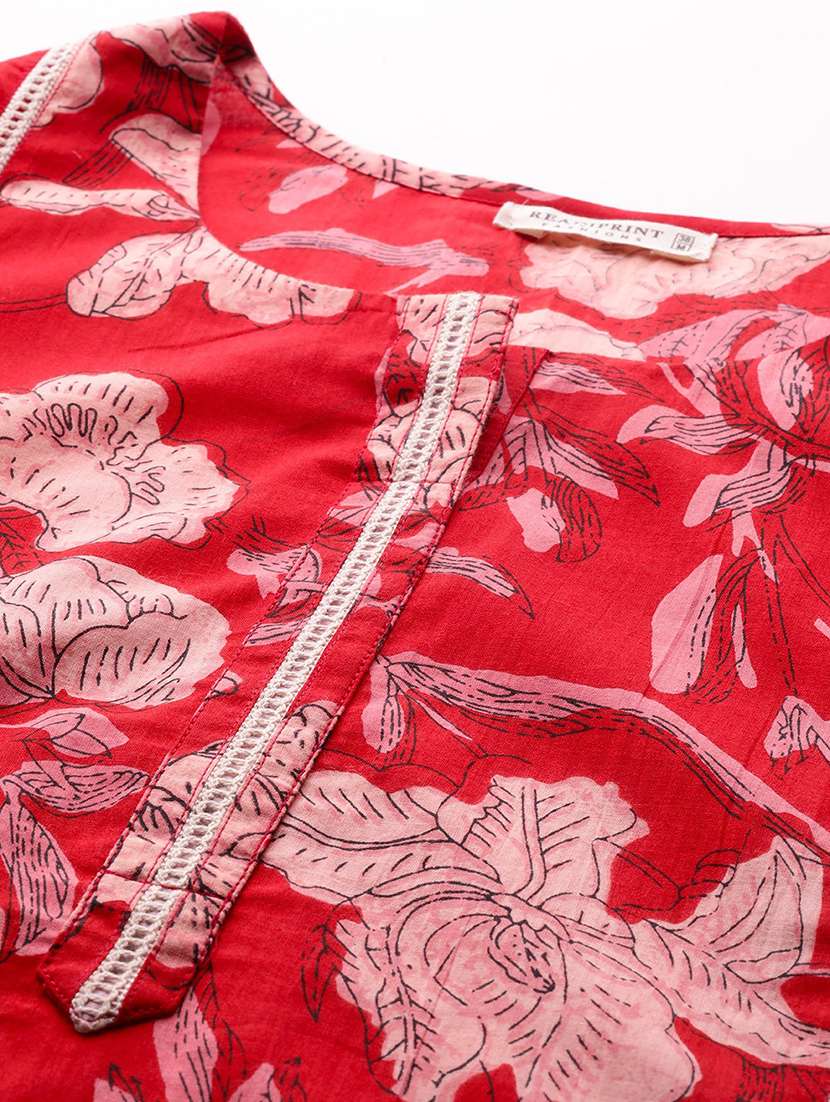 red kurta palazzo set  - 21225104 -  Standard Image - 5