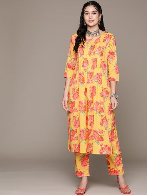 yellow kurta palazzo set - 21225107 - Standard Image - 0