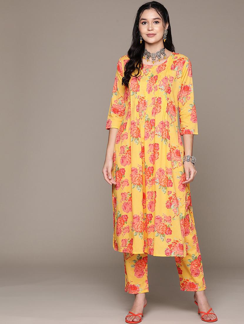 yellow kurta palazzo set - 21225107 - Zoom Image - 0