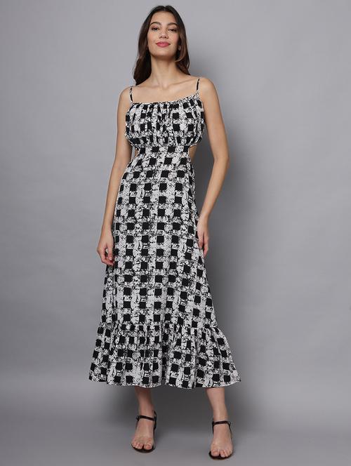 women printed shoulder strap tiered dress - 21225152 -  Standard Image - 0