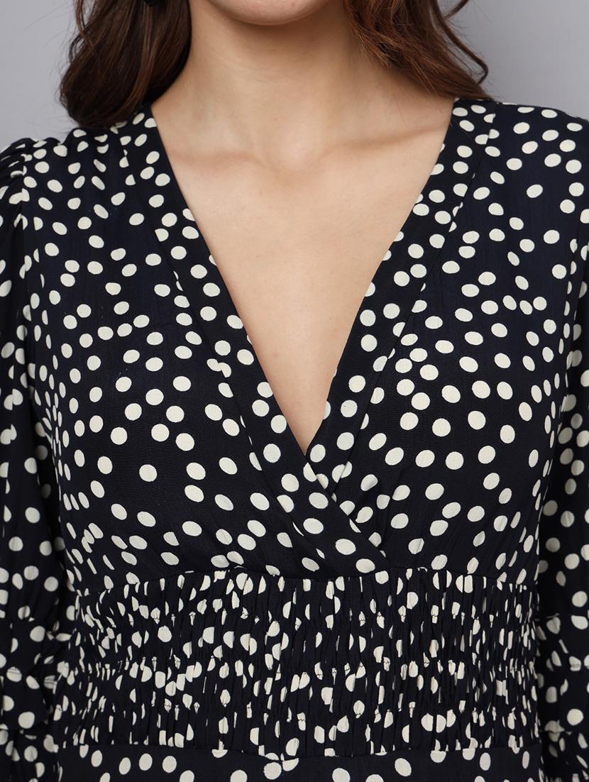 women polka doted puff sleeves a-line dress - 21225159 - Standard Image - 3