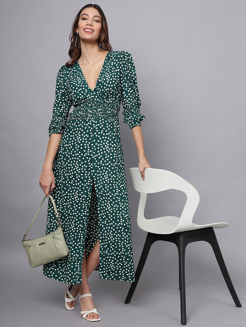 women polka doted puff sleeves a-line dress - 21225160 - Standard Image - 3