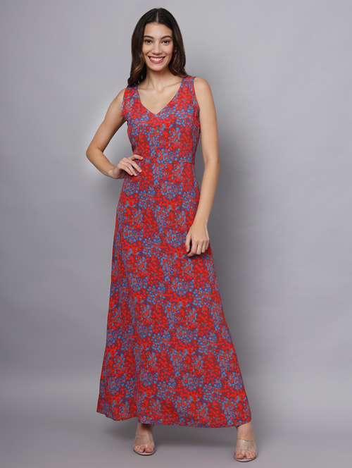 women printed sleeveless a-line dress - 21225162 -  Standard Image - 0
