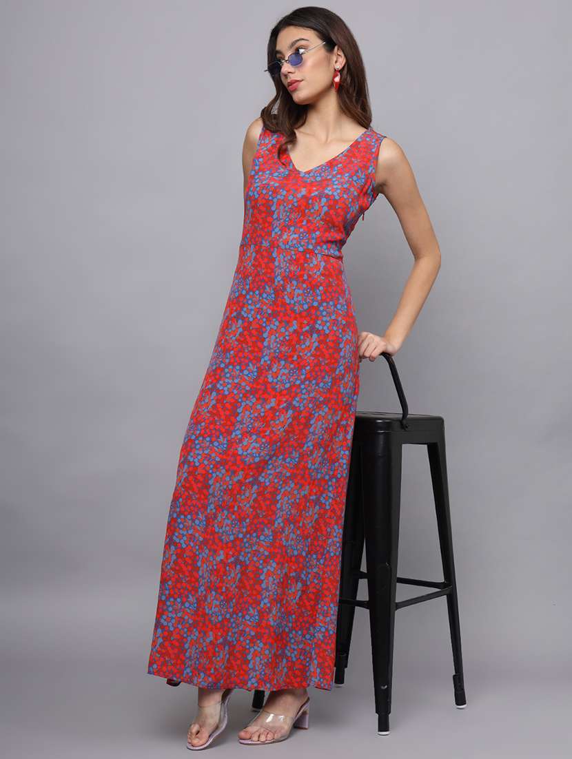 women printed sleeveless a-line dress - 21225162 - Standard Image - 3