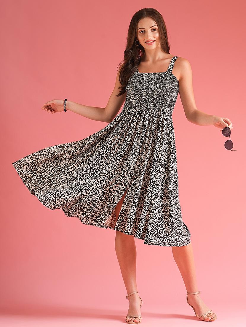 women printed sleeveless fit & flare dress - 21225844 - Zoom Image - 0