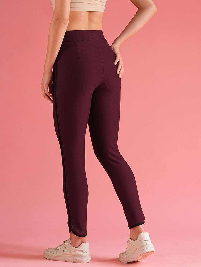 women burgundy rayon jeggings - 21226787 -  Standard Image - 3