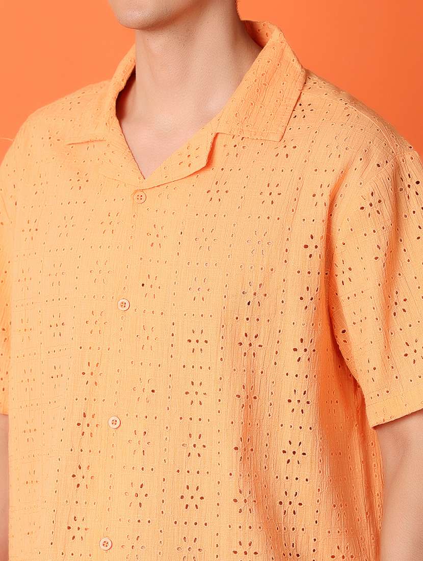 men orange self-designed casual shirt - 21226854 -  Standard Image - 5