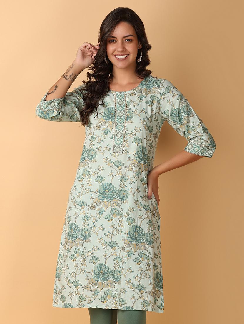 women three quarter sleeve straight kurta - 21226861 - Zoom Image - 0