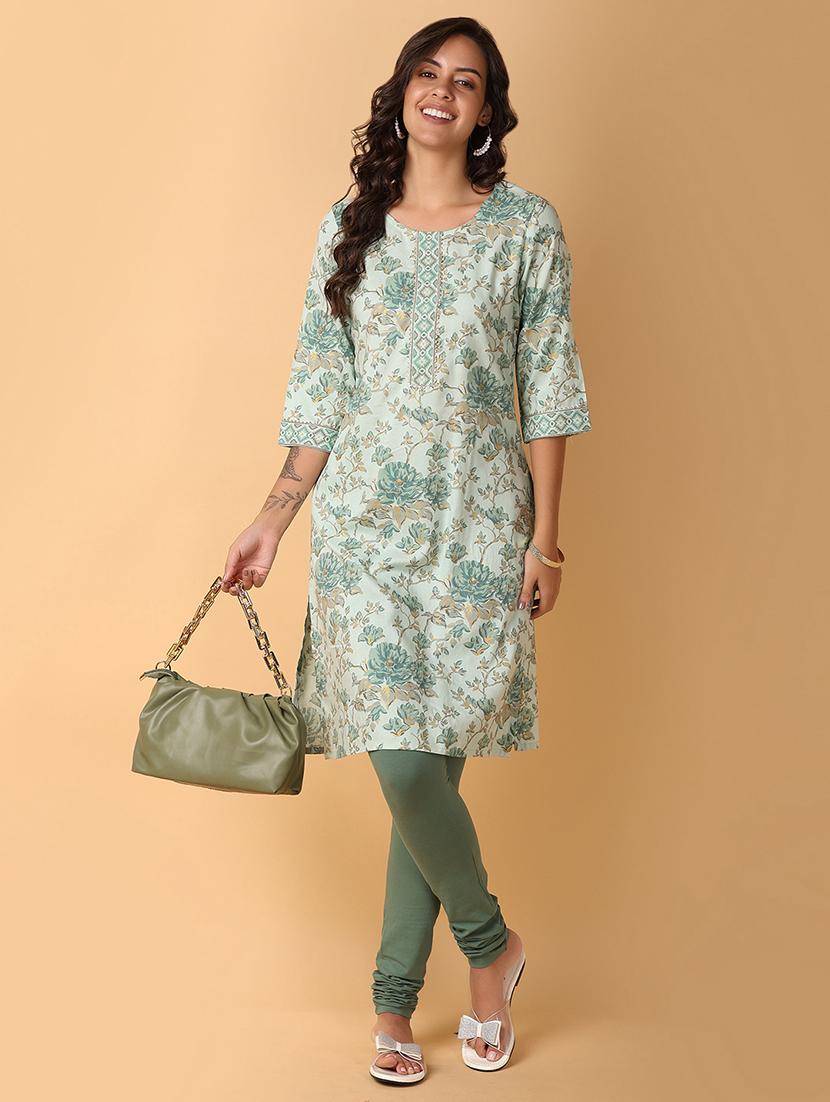 women three quarter sleeve straight kurta - 21226861 - Standard Image - 5