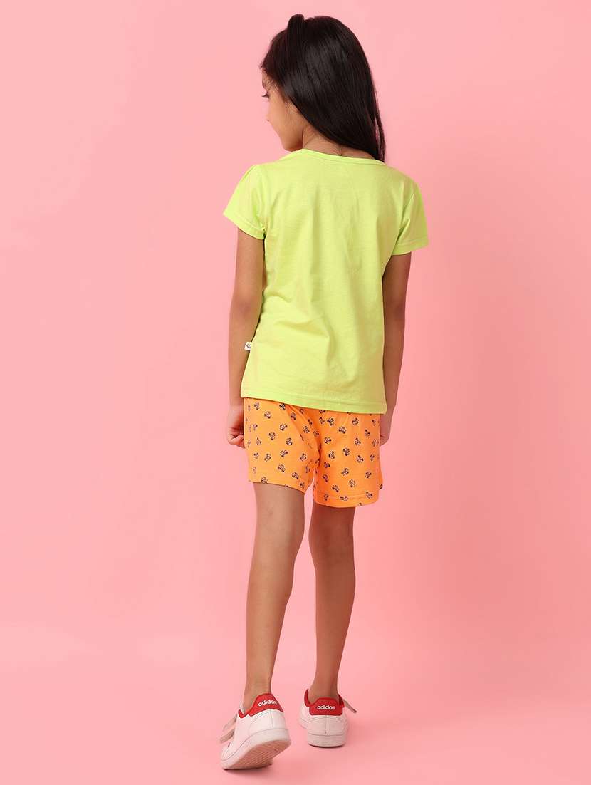 girls green cotton top & shorts set - 21226911 -  Standard Image - 3