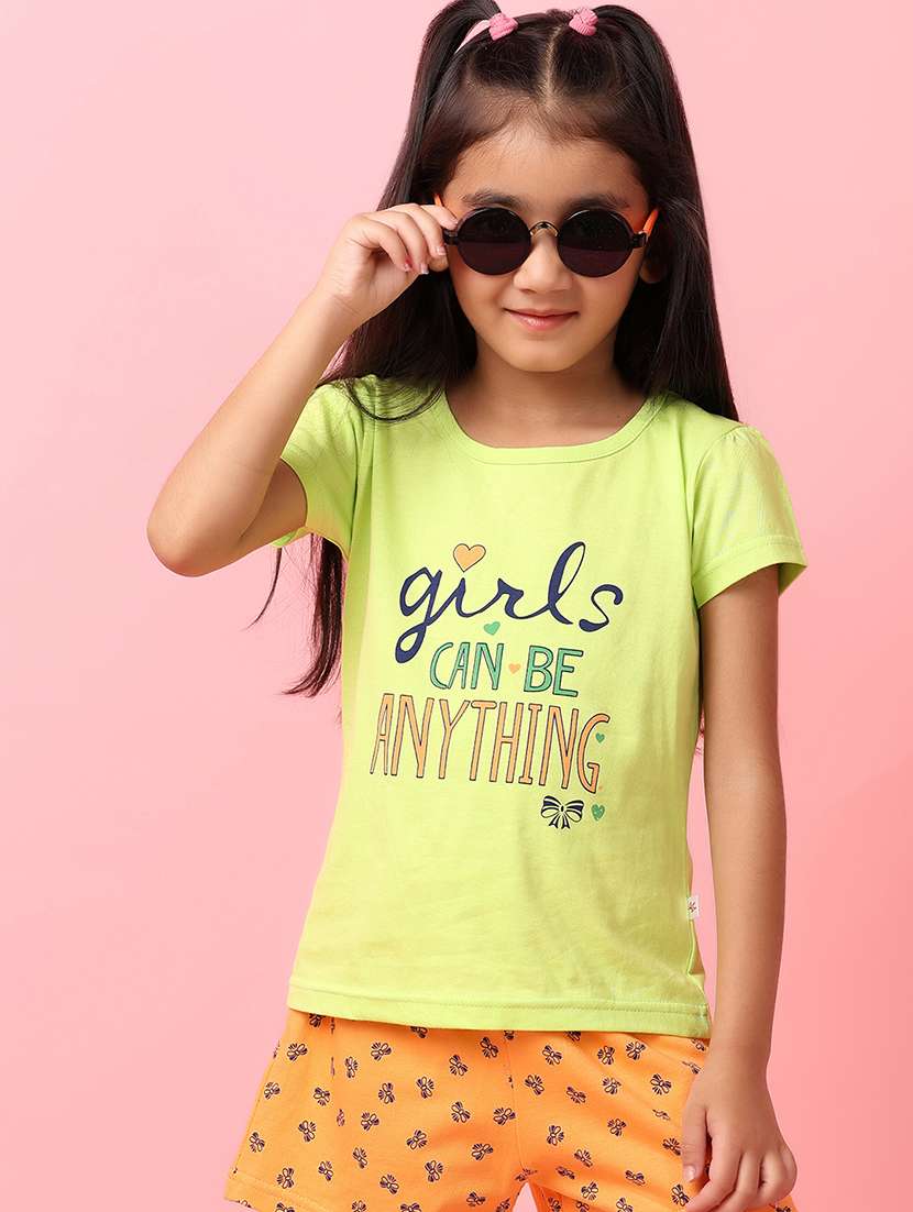 girls green cotton top & shorts set - 21226911 -  Standard Image - 5