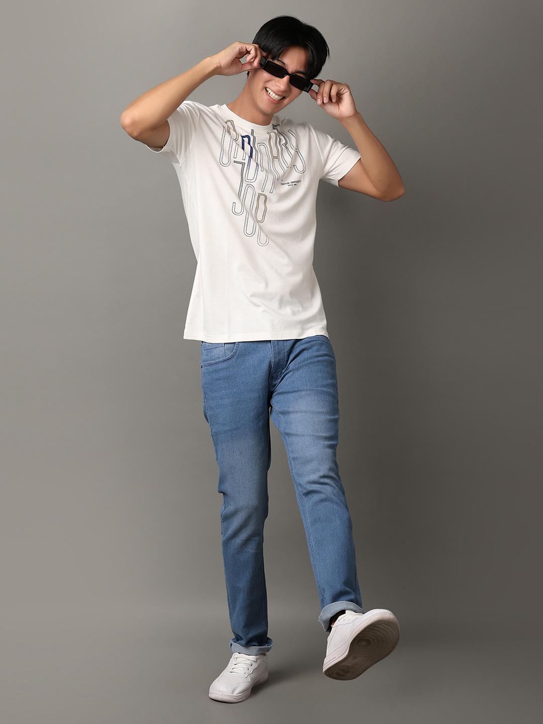 off white cotton front print tshirt - 21226928 - Standard Image - 3
