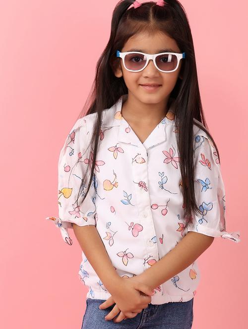 girls white cotton top - 21227011 -  Standard Image - 0