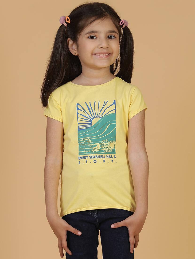 girl front print round neck tee - 21227060 - Zoom Image - 0