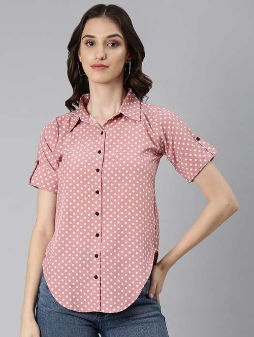 women pink crepe regular shirt - 21227083 - Standard Image - 0