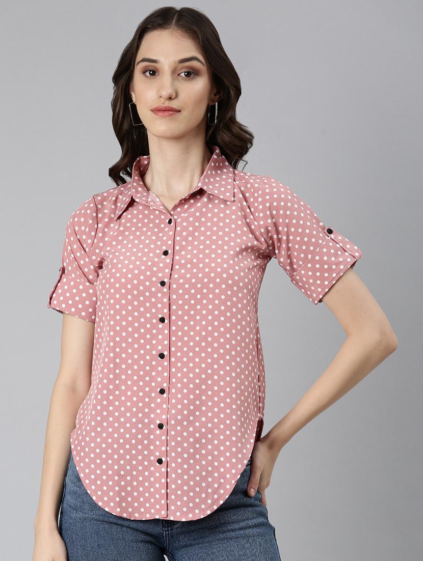 women pink crepe regular shirt - 21227083 - Zoom Image - 0