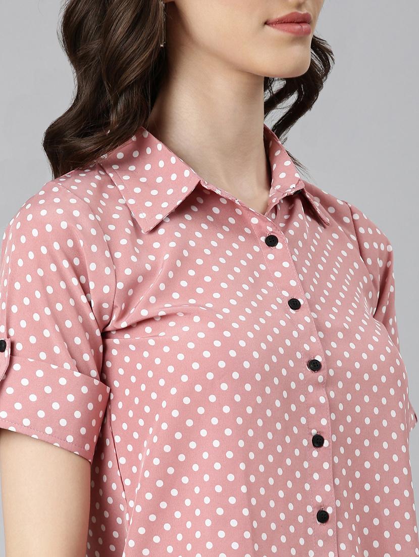 women pink crepe regular shirt - 21227083 - Standard Image - 5